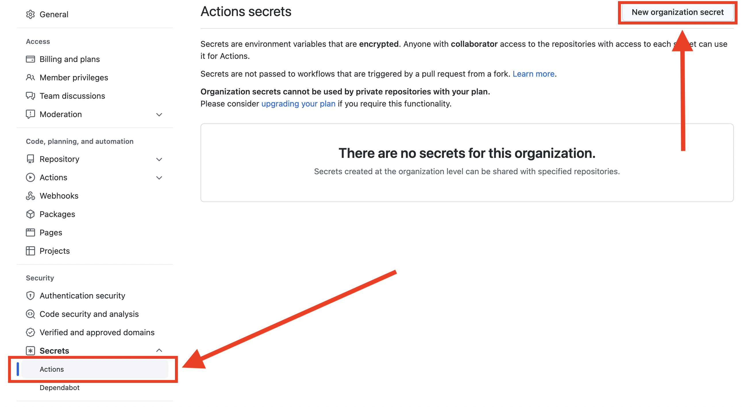 GitHub Secrets Menu with-shadow
