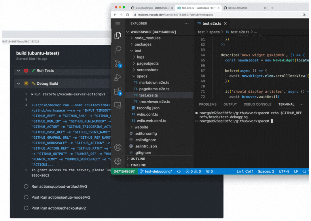 Attach VS Code to your running Github workflow