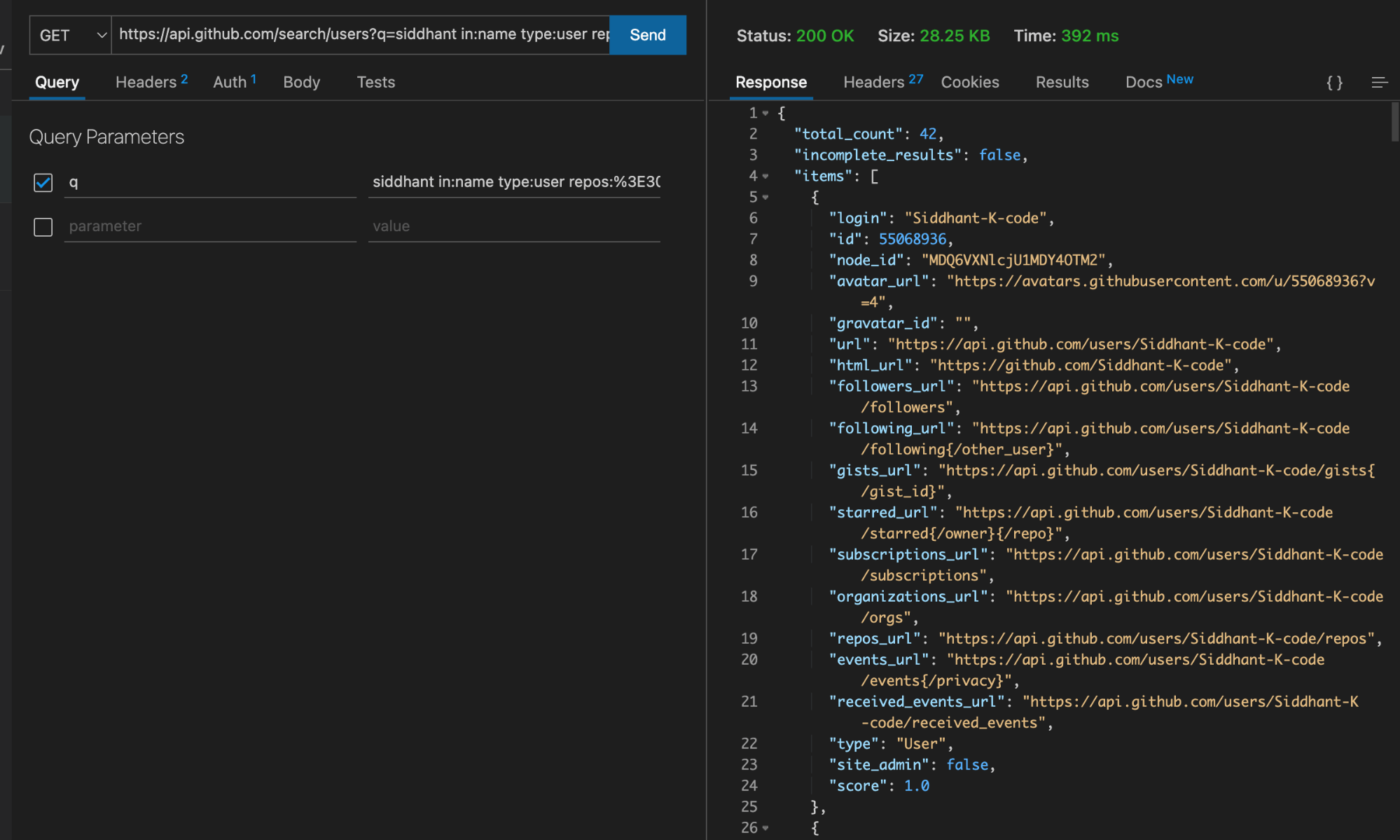 github search api queries