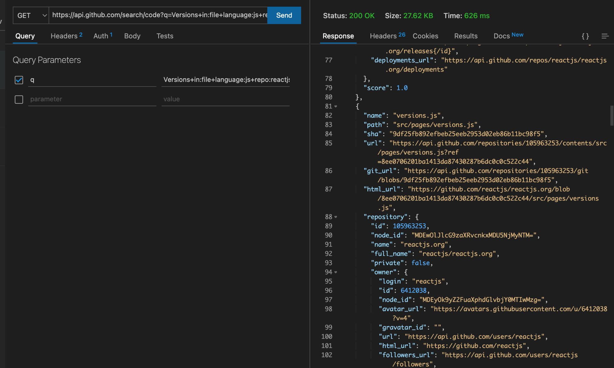 github search api queries