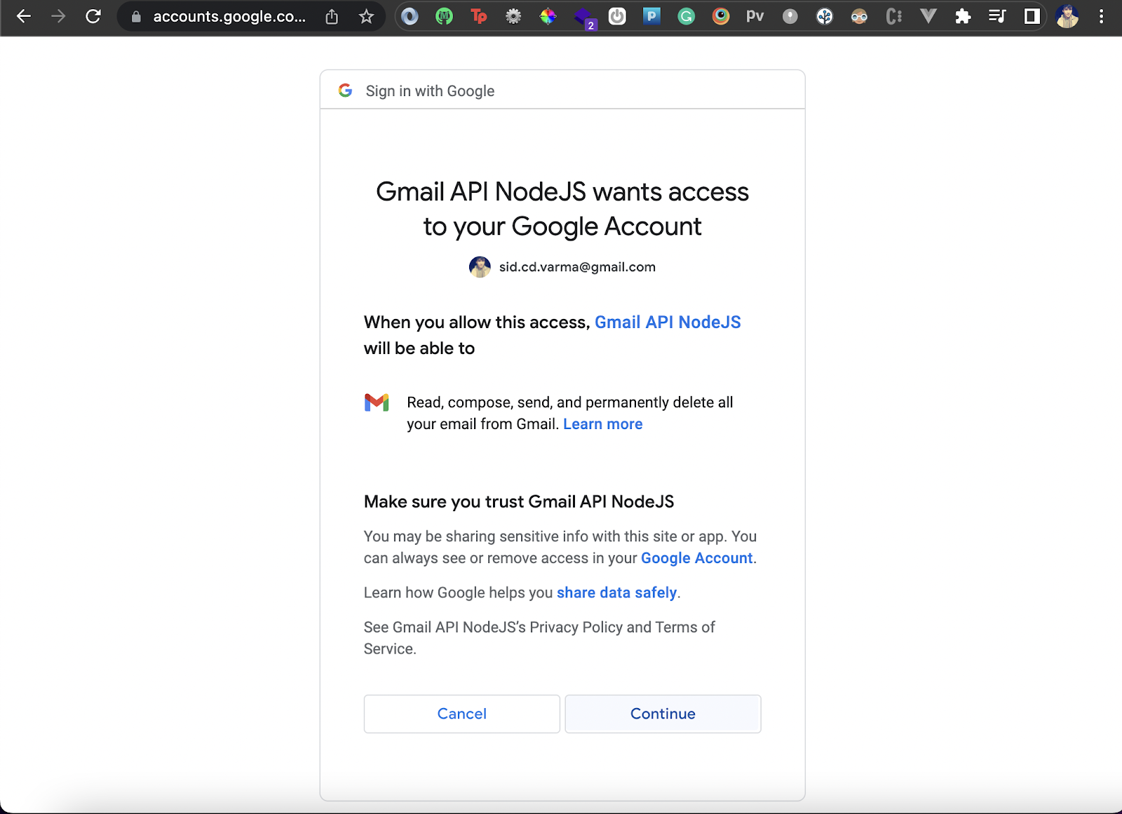 Gmail API in Node.js tutorial with-shadow