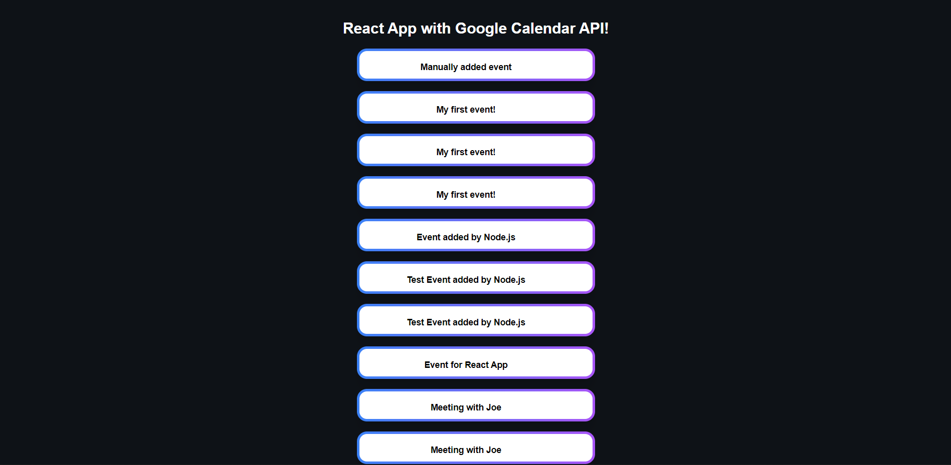 Google Calendar API in React.js