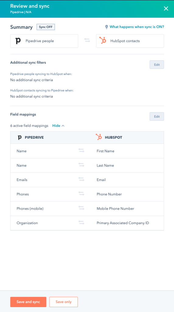 HubSpot Pipedrive integration with-shadow