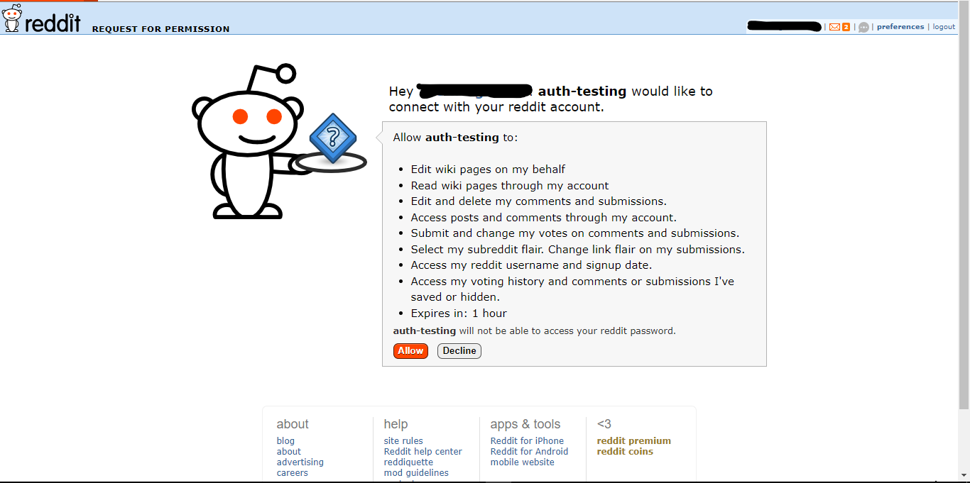 Reddit OAuth with-shadow